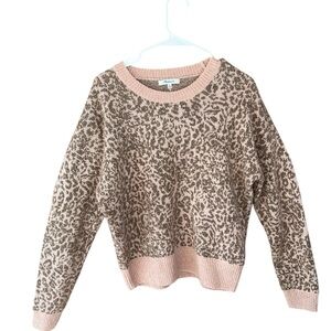 Madewell Pink and Brown Leopard Print Sweater